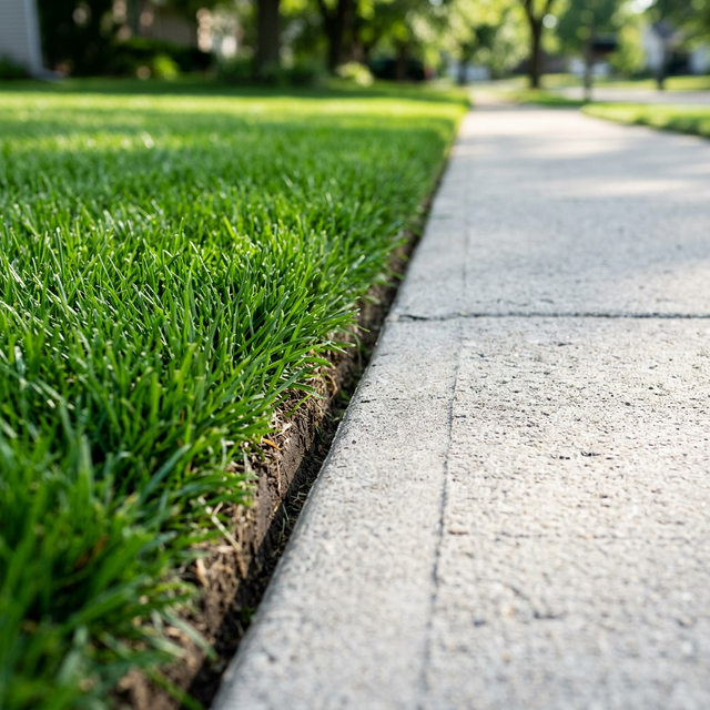 Clean edging along walkway
